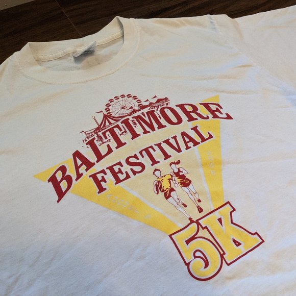 BALTIMORE OHIO FESTIVAL 5K White Graphic Tee MED. - Picture 2 of 5